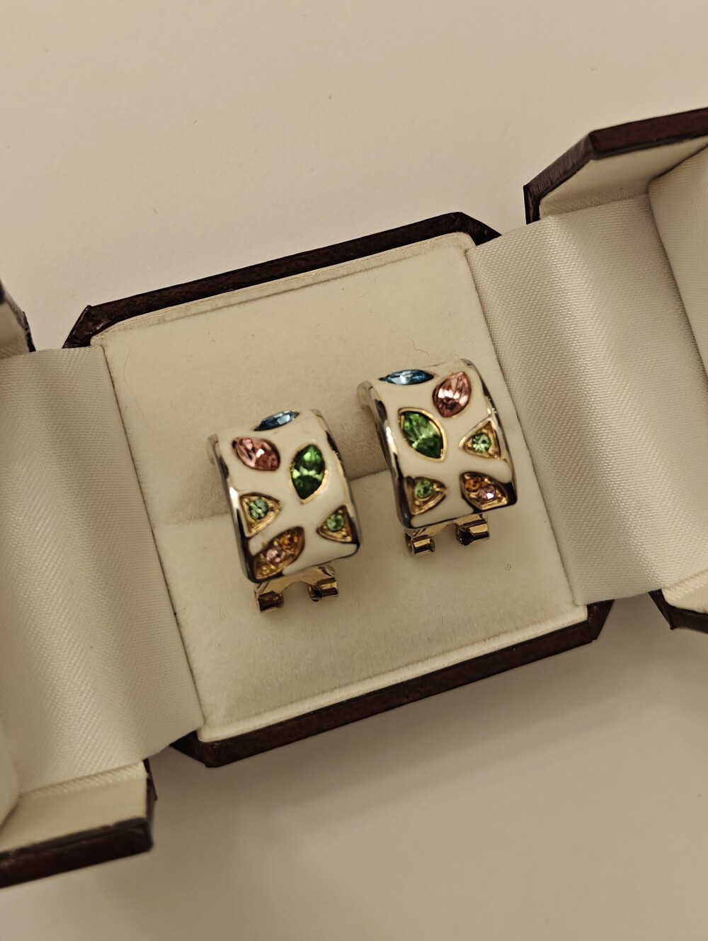 Vintage Enameled Jeweled Earrings